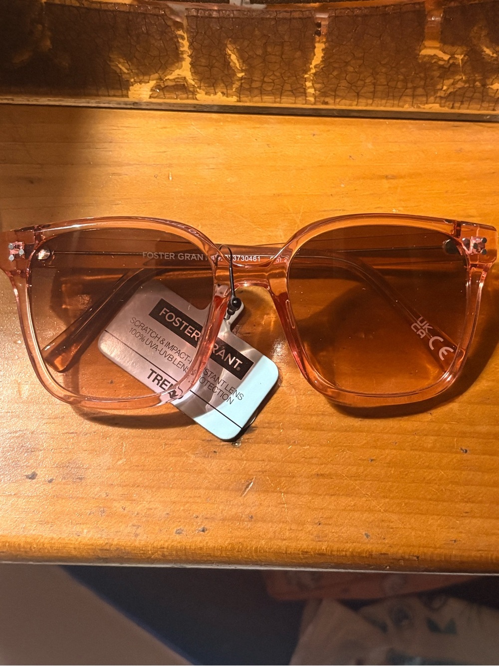 Foster Grant Translucent Amber Square Sunglasses